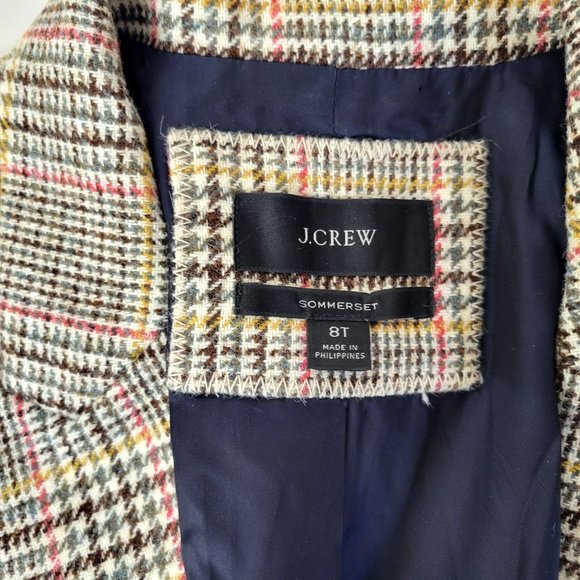 J Crew Sommerset Plaid Wool Blazer Size 8T - Picture 3 of 4